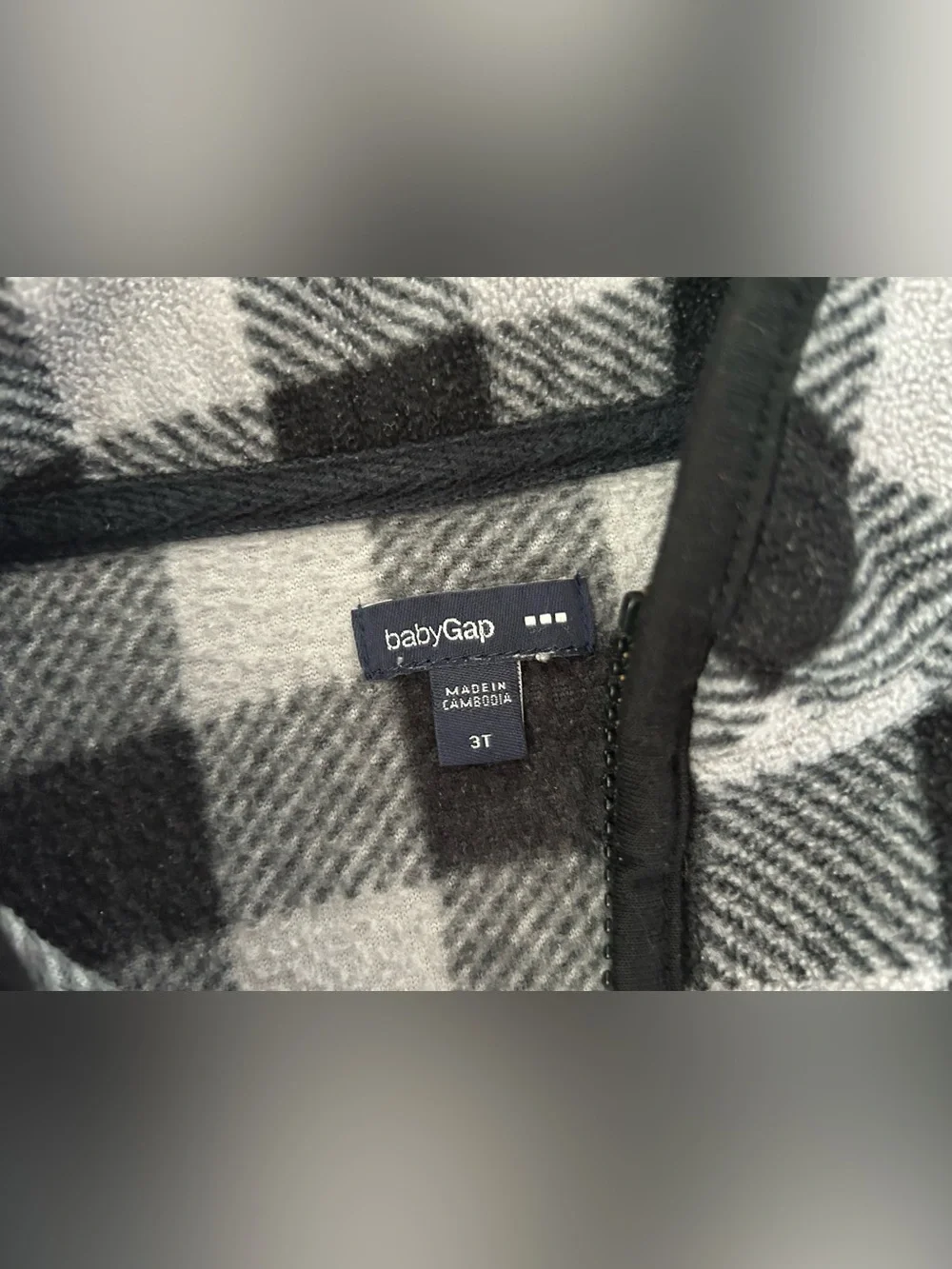 Baby Gap Black Gingham Fleece Jacket 3T